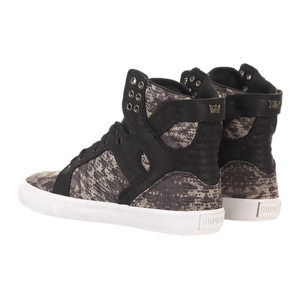 Baskets Montantes Supra SkyTop Noir Grise Snake/Black-White Femme | PYD-83139463